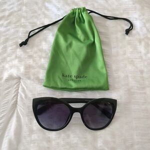 Kate Spade Women's Samantha Black Retro Barbie Cat Eye Sunglasses New w/ Bag